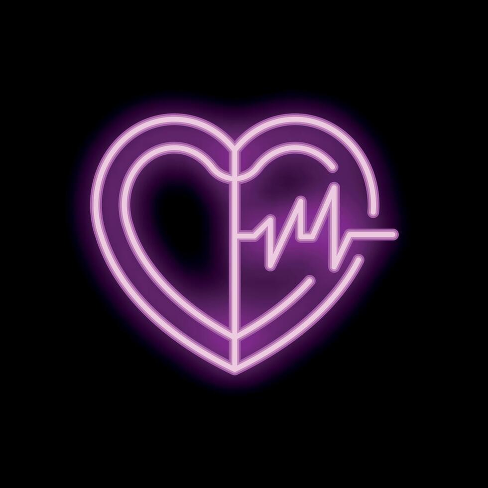 Neon heartbeat showing healthcare and cardiology vector