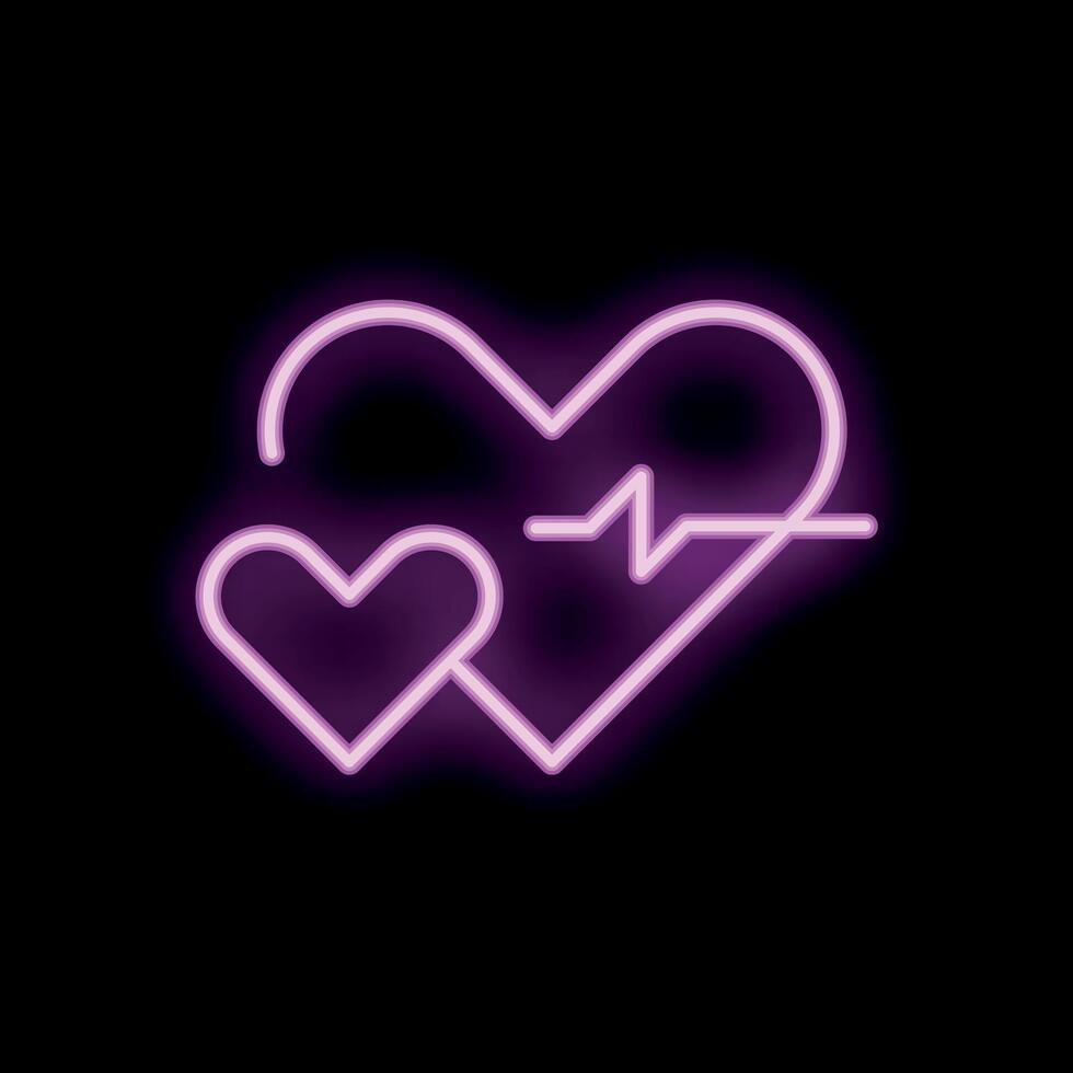 Neon heartbeat showing love and healthcare vector