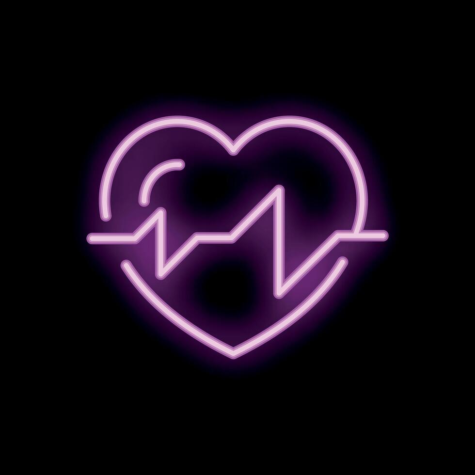 Neon heartbeat showing healthcare and cardiology vector