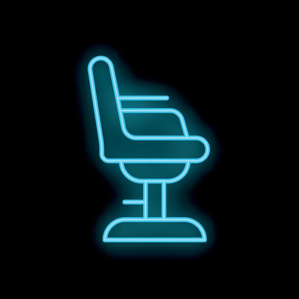 Neon barber chair sign glowing on a black background vector
