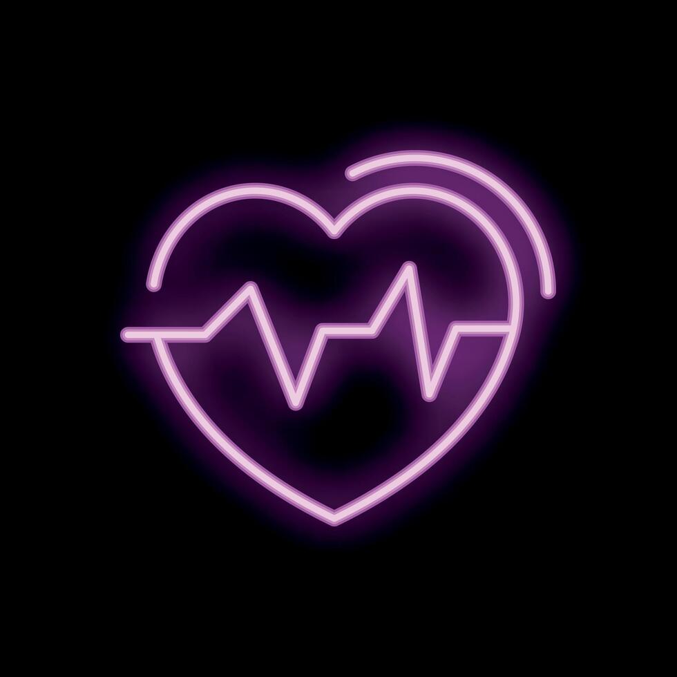 Neon heartbeat symbol representing healthcare and love vector