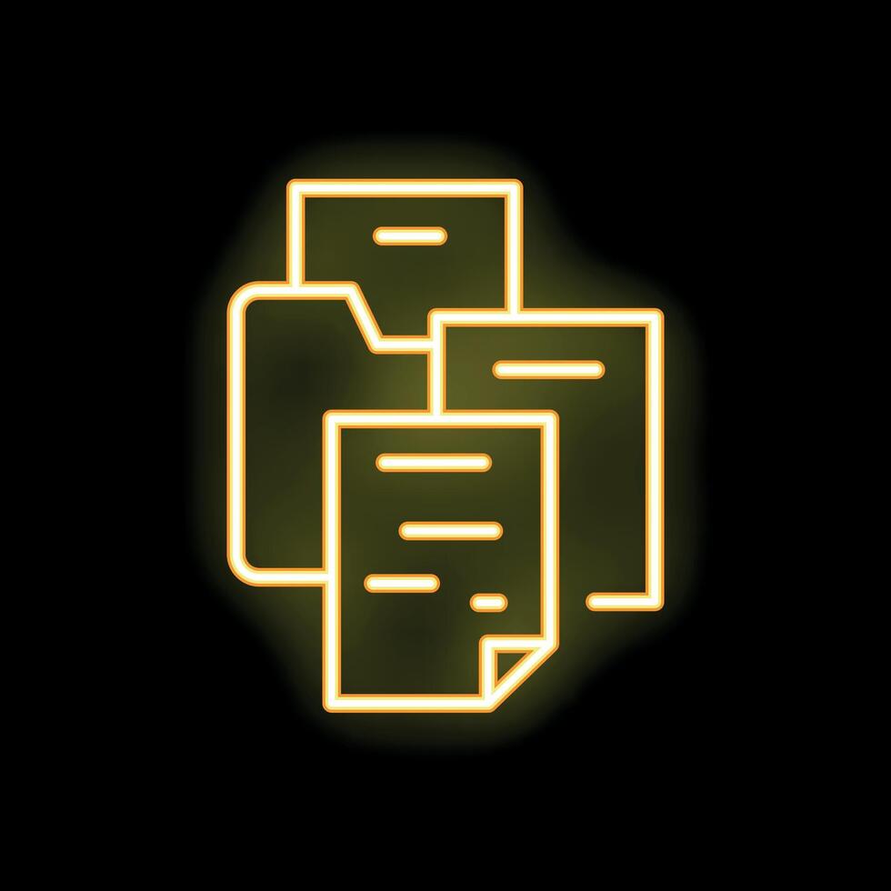 Neon icon of documents being organized in folders vector