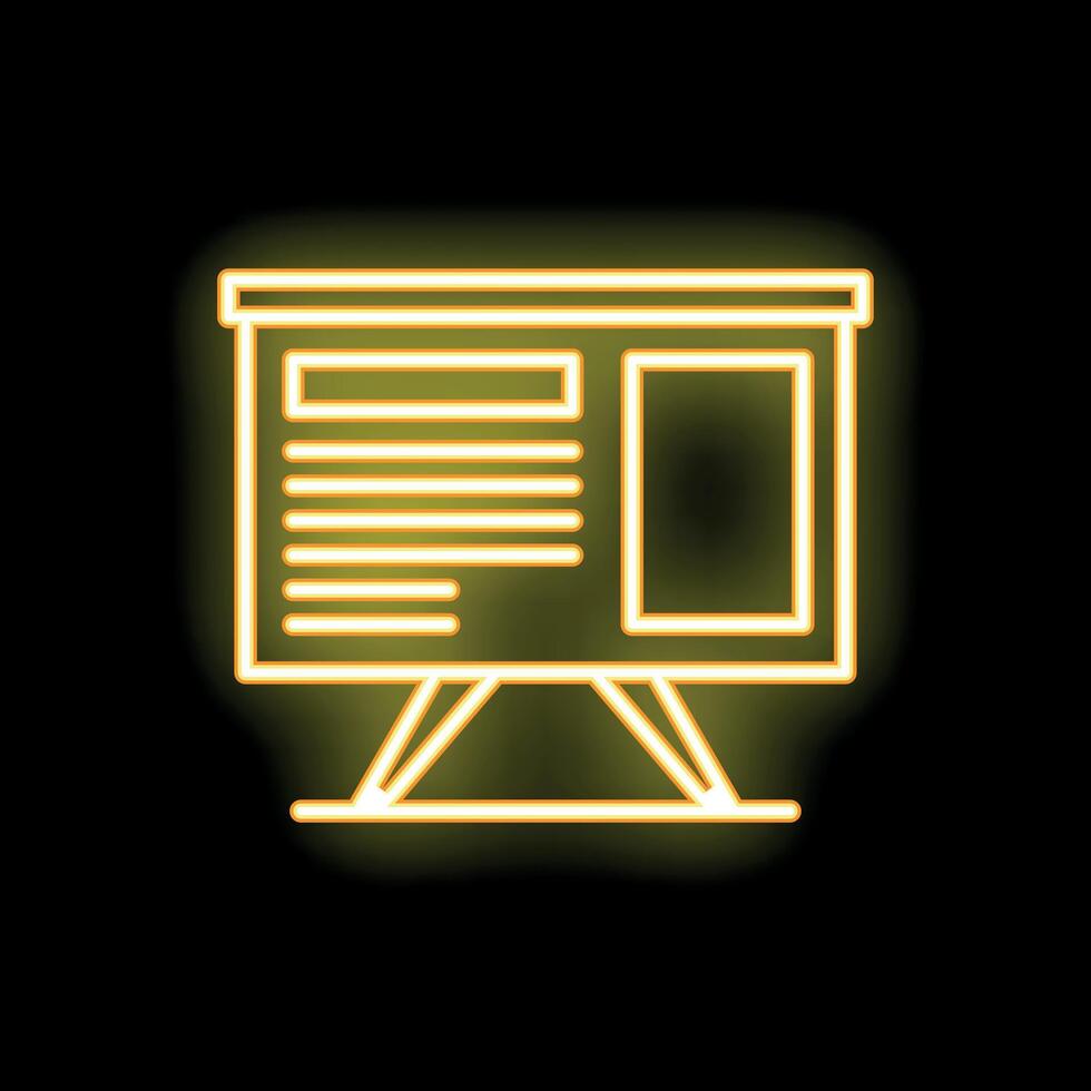 Glowing neon line whiteboard icon on a black background vector