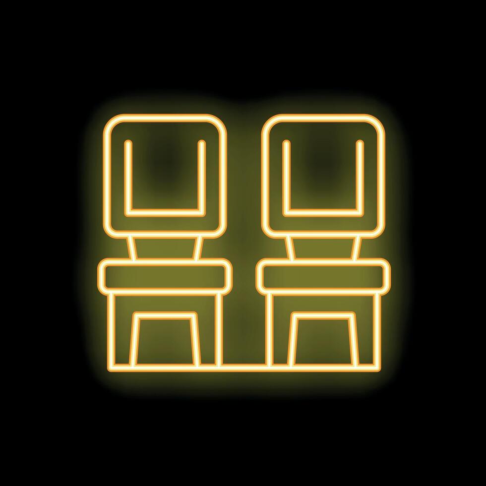 Two empty chairs side by side are glowing in this neon sign vector