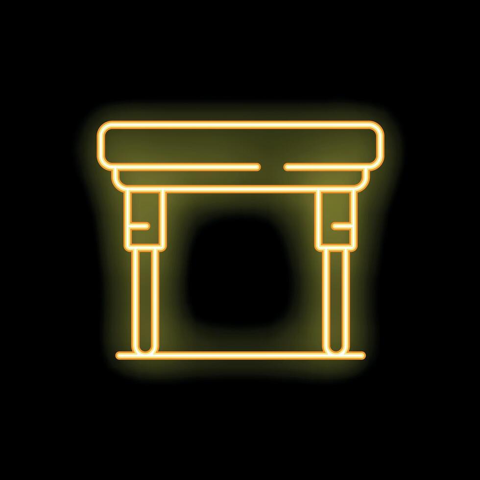 Glowing neon line table icon isolated on black background vector