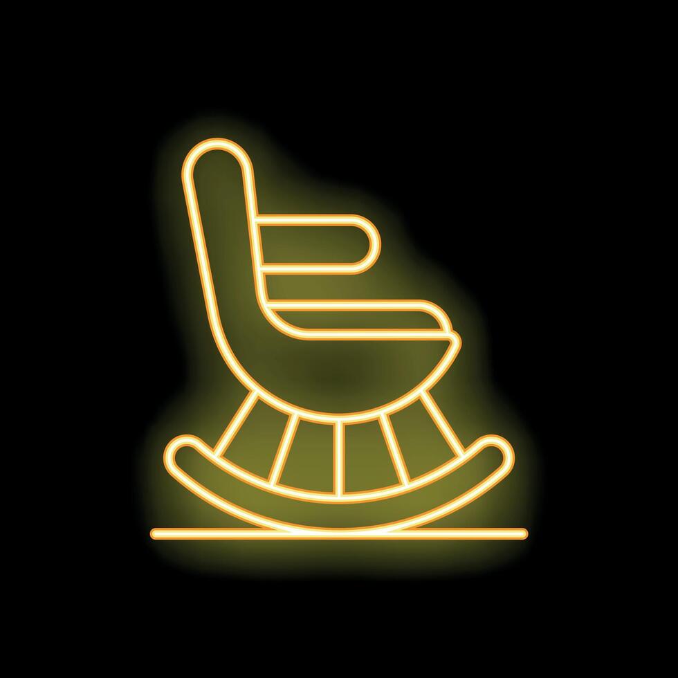 Neon rocking chair glowing on black background vector