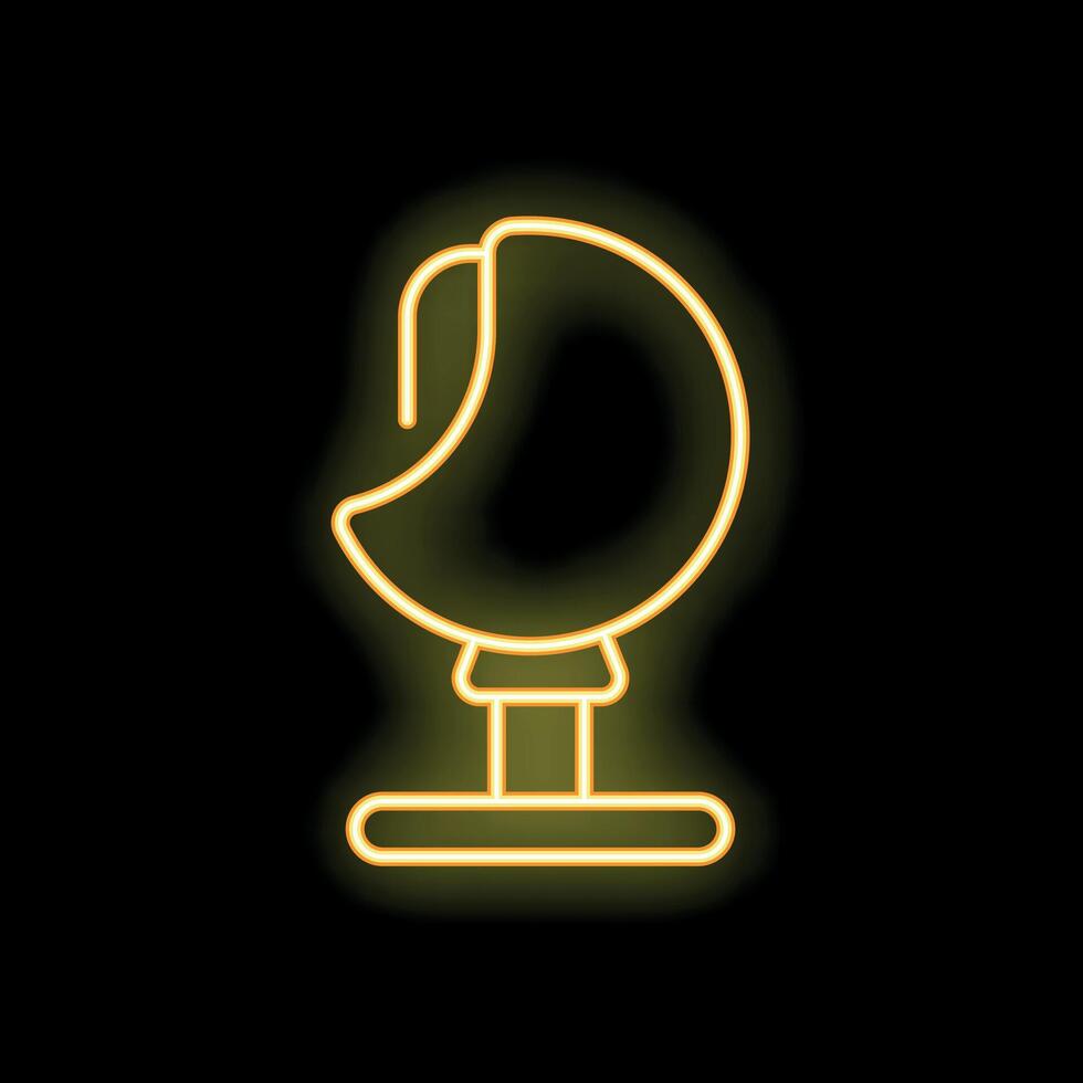 Neon sign representing satellite dish receiving signal in yellow color vector