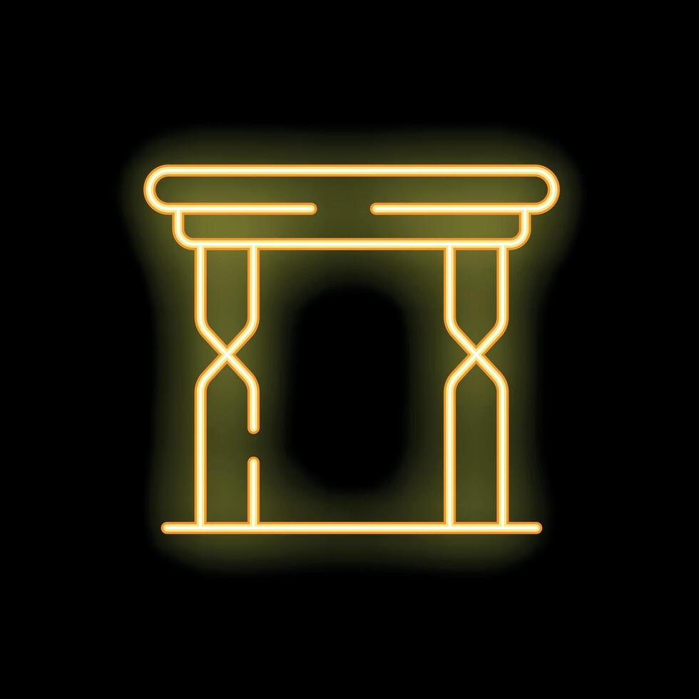Neon yellow desk lamp shining in the dark vector
