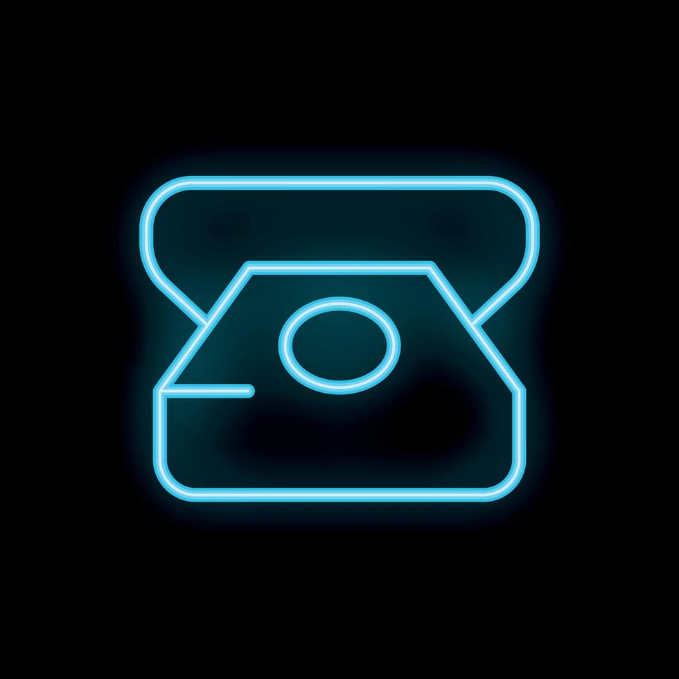 Neon icon of food delivery service with open box glowing on black background vector