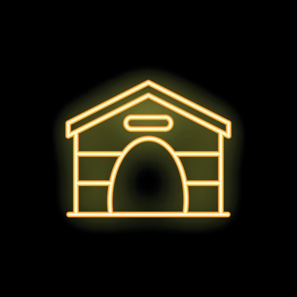 Glowing neon icon of wooden doghouse for pet shop or veterinary clinic vector