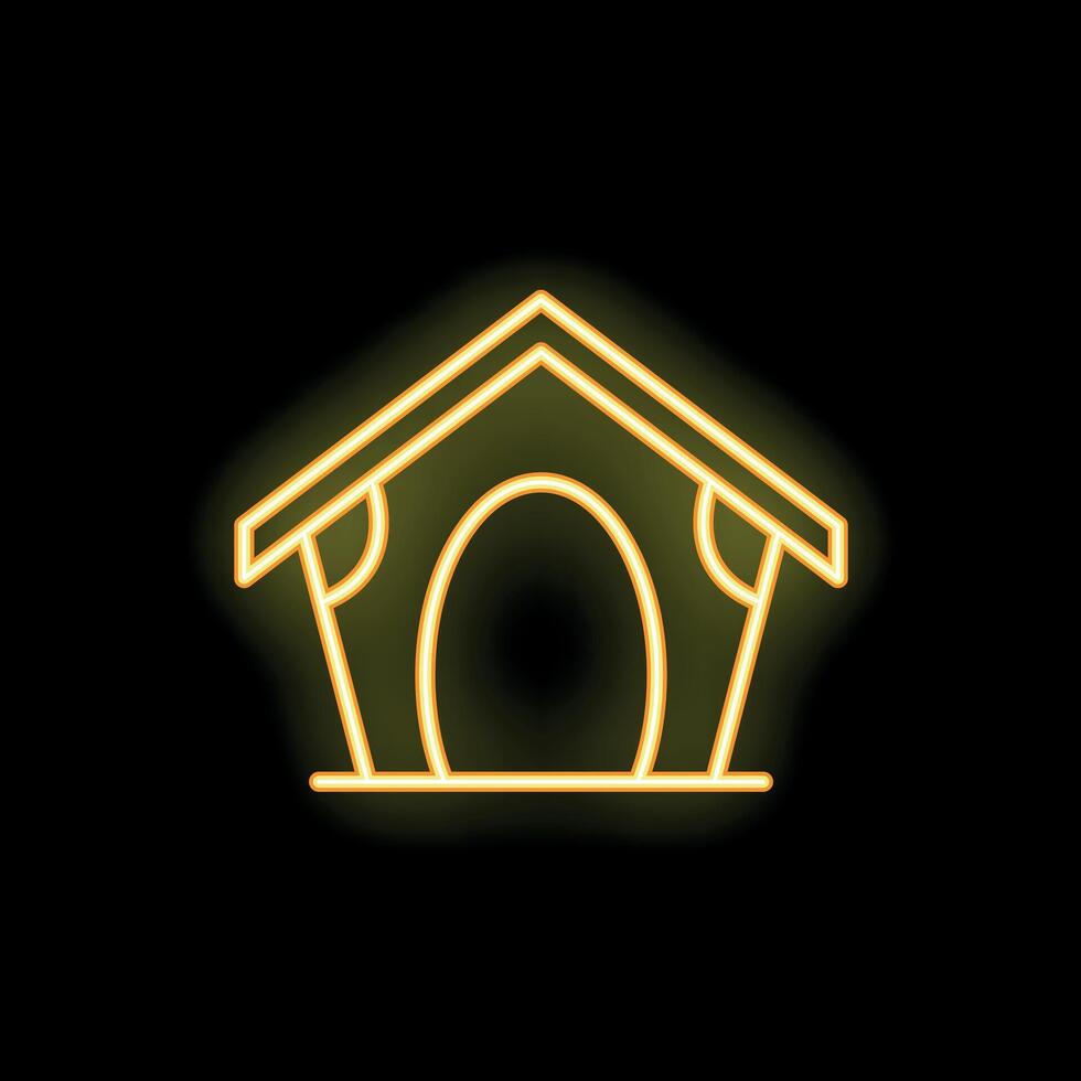 Neon doghouse glowing on a black background vector