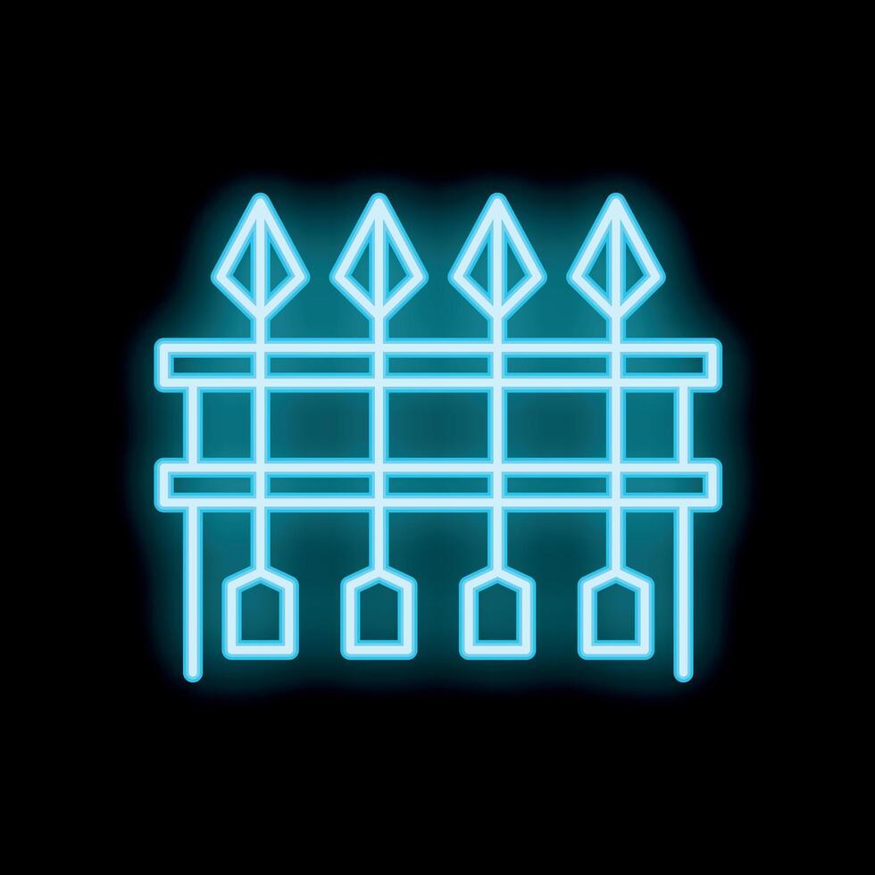 Neon blue fence glowing on a black background vector