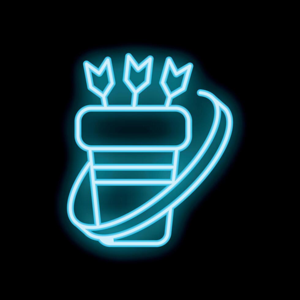 Neon sign of medieval quiver with arrows for archery and hunting vector