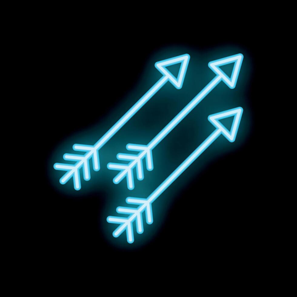 Three neon arrows pointing up to the right on black background vector