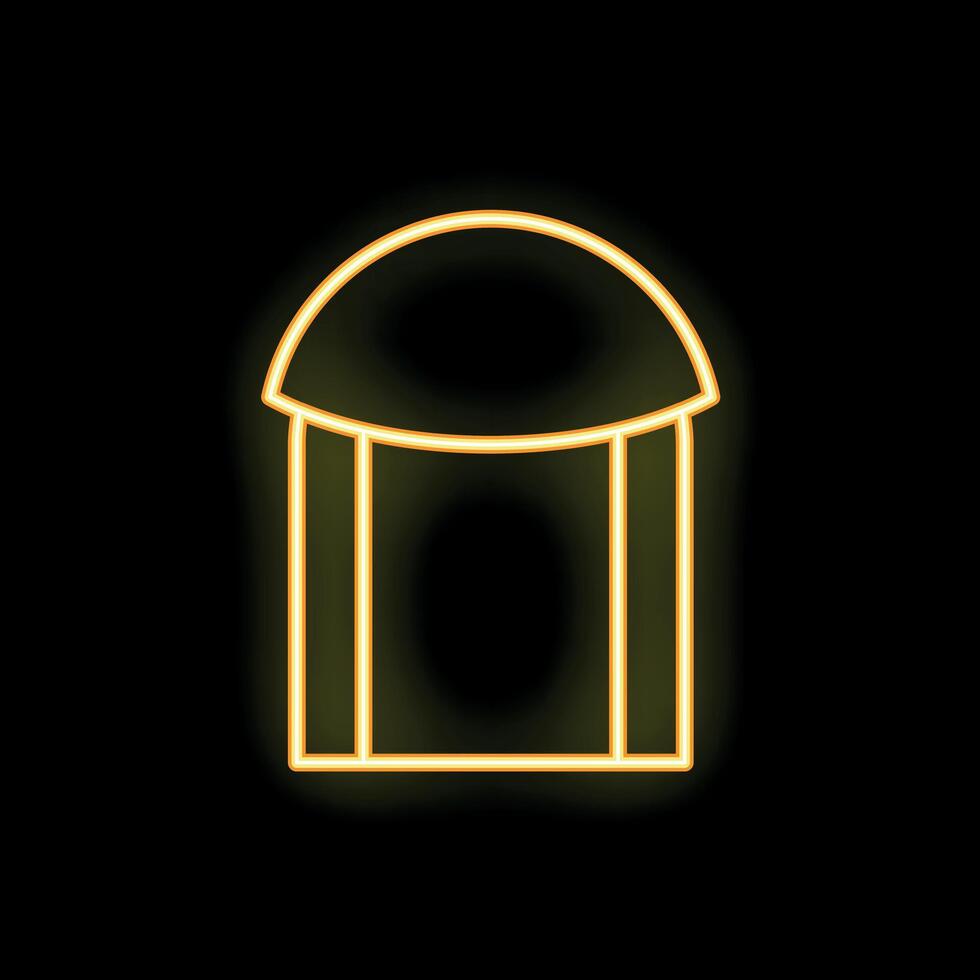 Glowing neon icon of a well on a black background vector