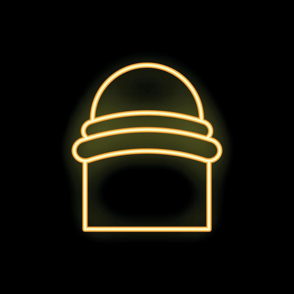 Neon icon of trash can glowing yellow on black background vector