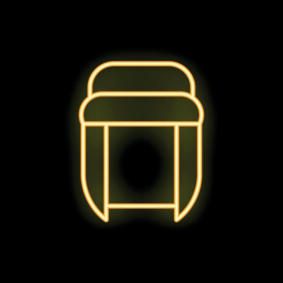 Neon sign of bar stool glowing on black background vector