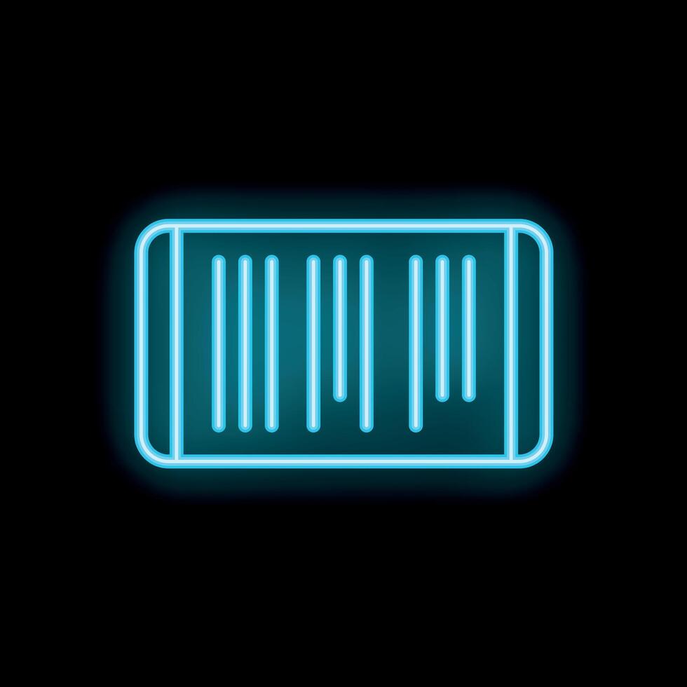 Neon barcode shining on black background vector