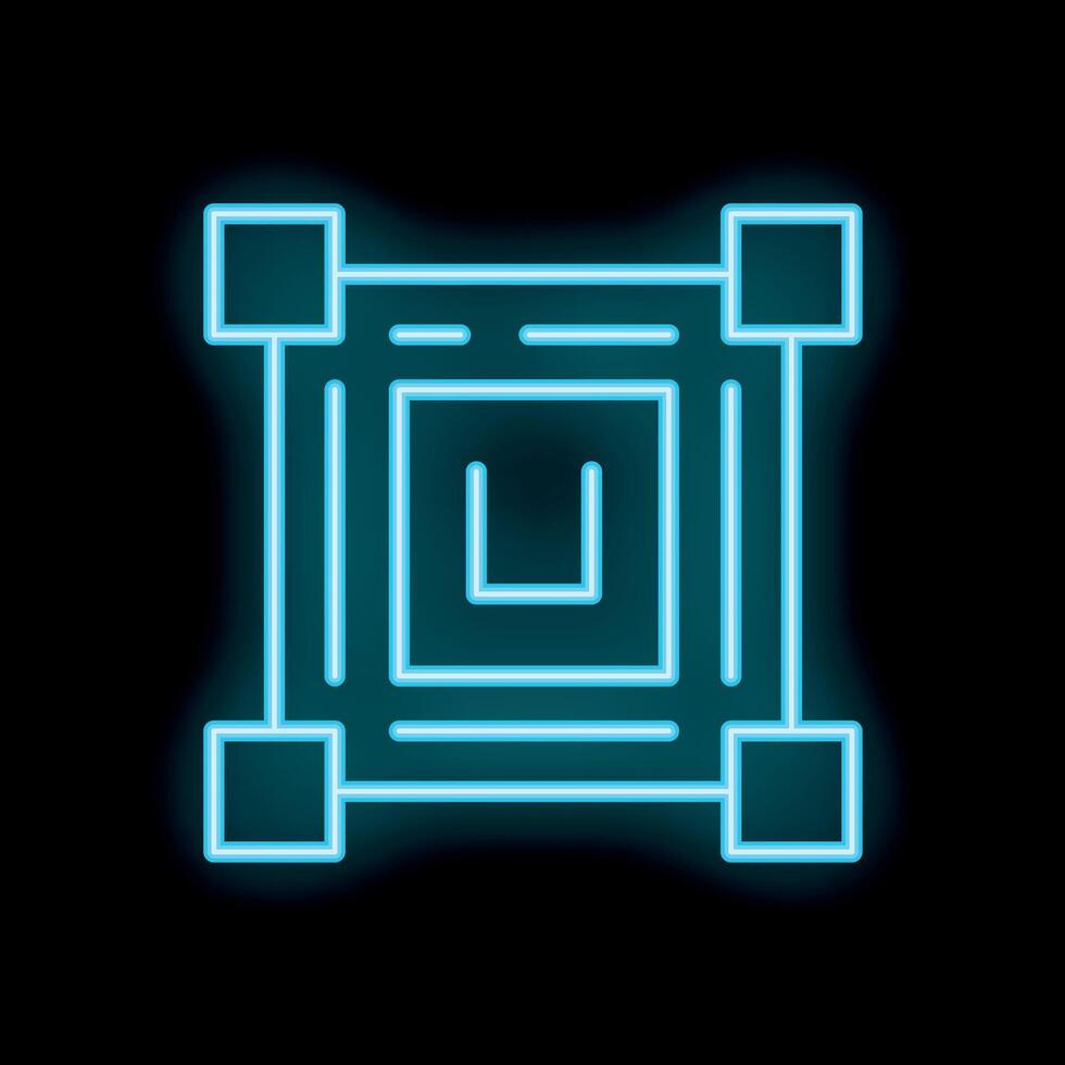 Neon style icon showing augmented reality application interface element vector