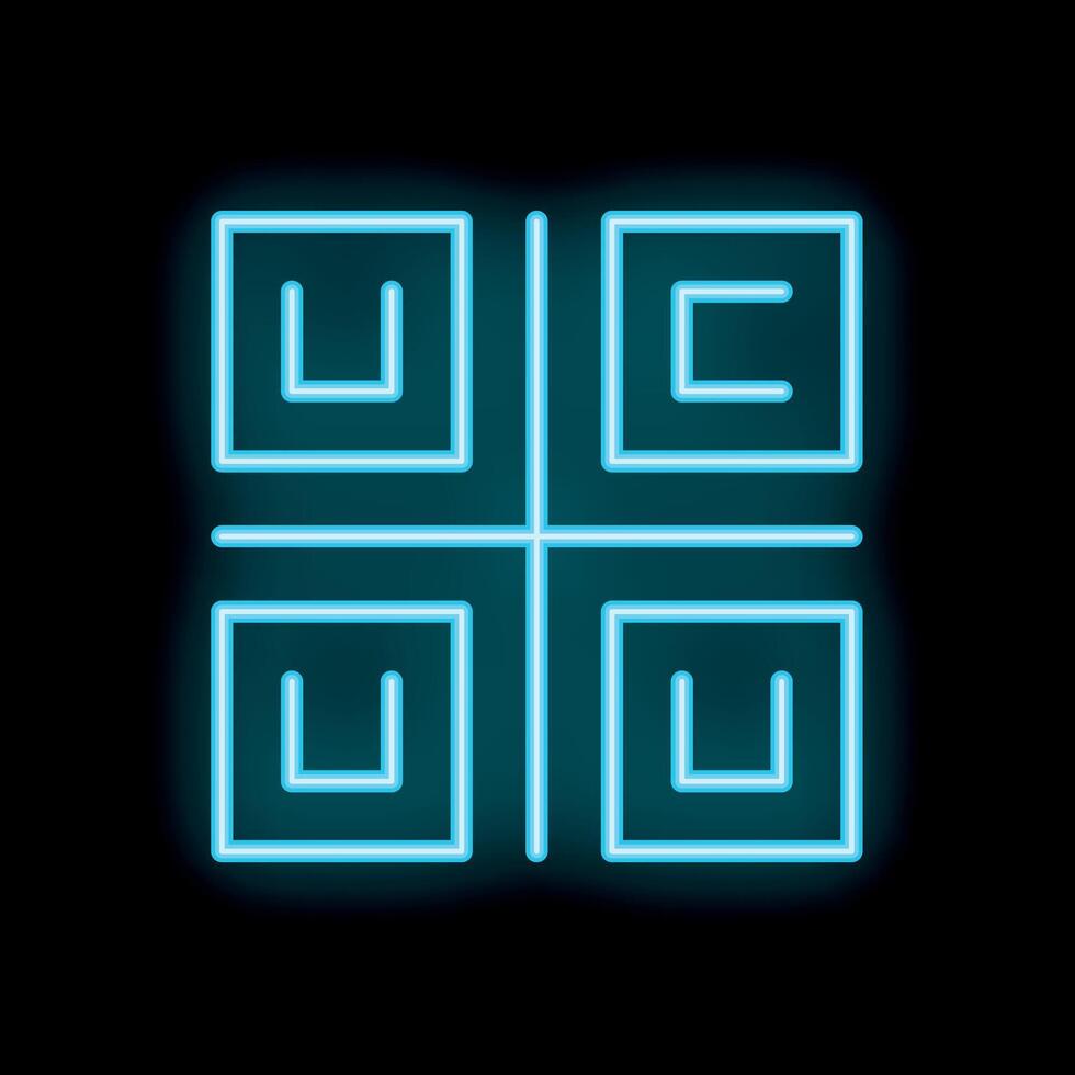 Blue neon tic tac toe game glowing on dark background vector