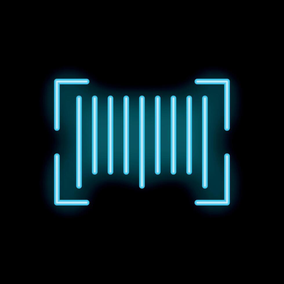 Neon barcode scanner focusing on product in store at night vector