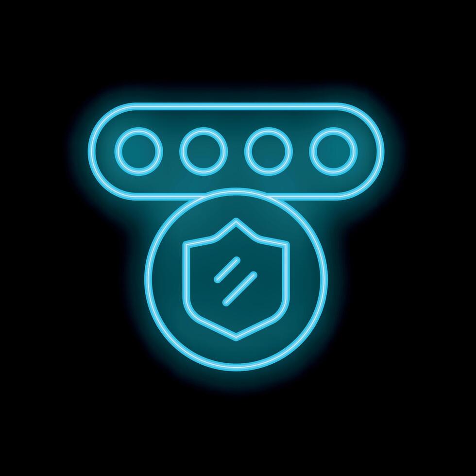 Neon blue password protected icon showing security concept vector
