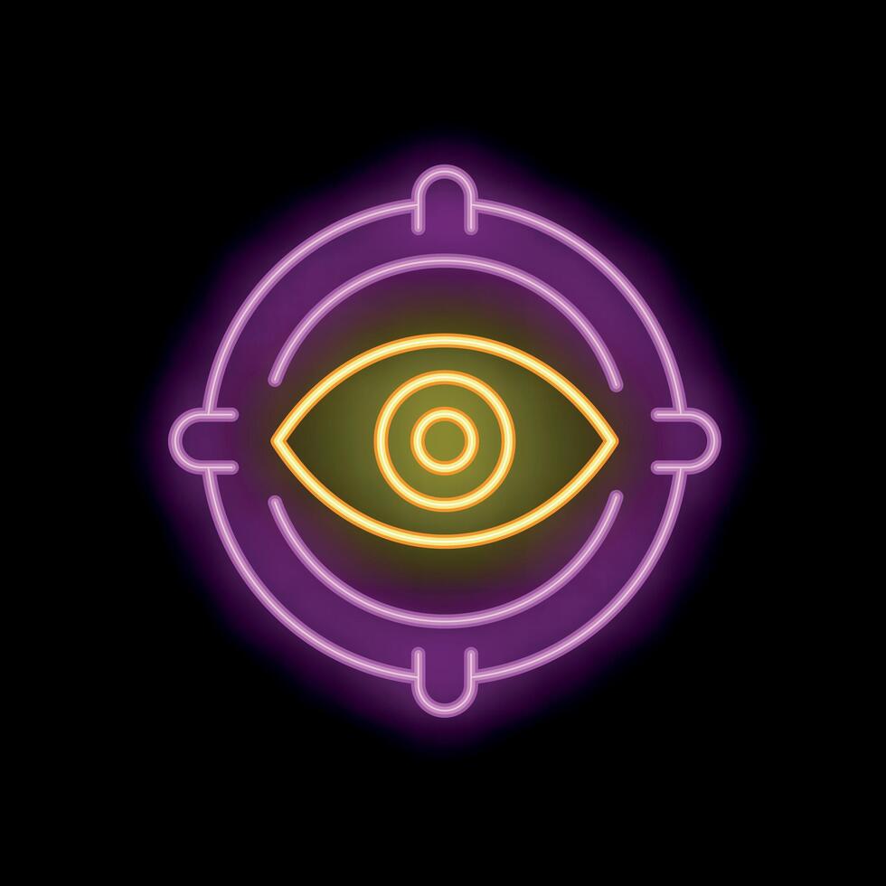 Neon sign representing eye tracking technology in action vector