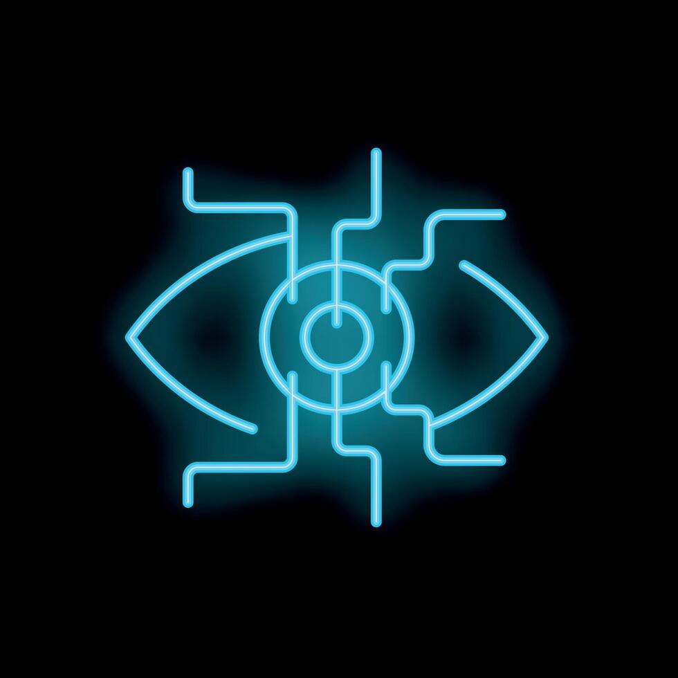Neon cyber eye showing concept of digital vision vector