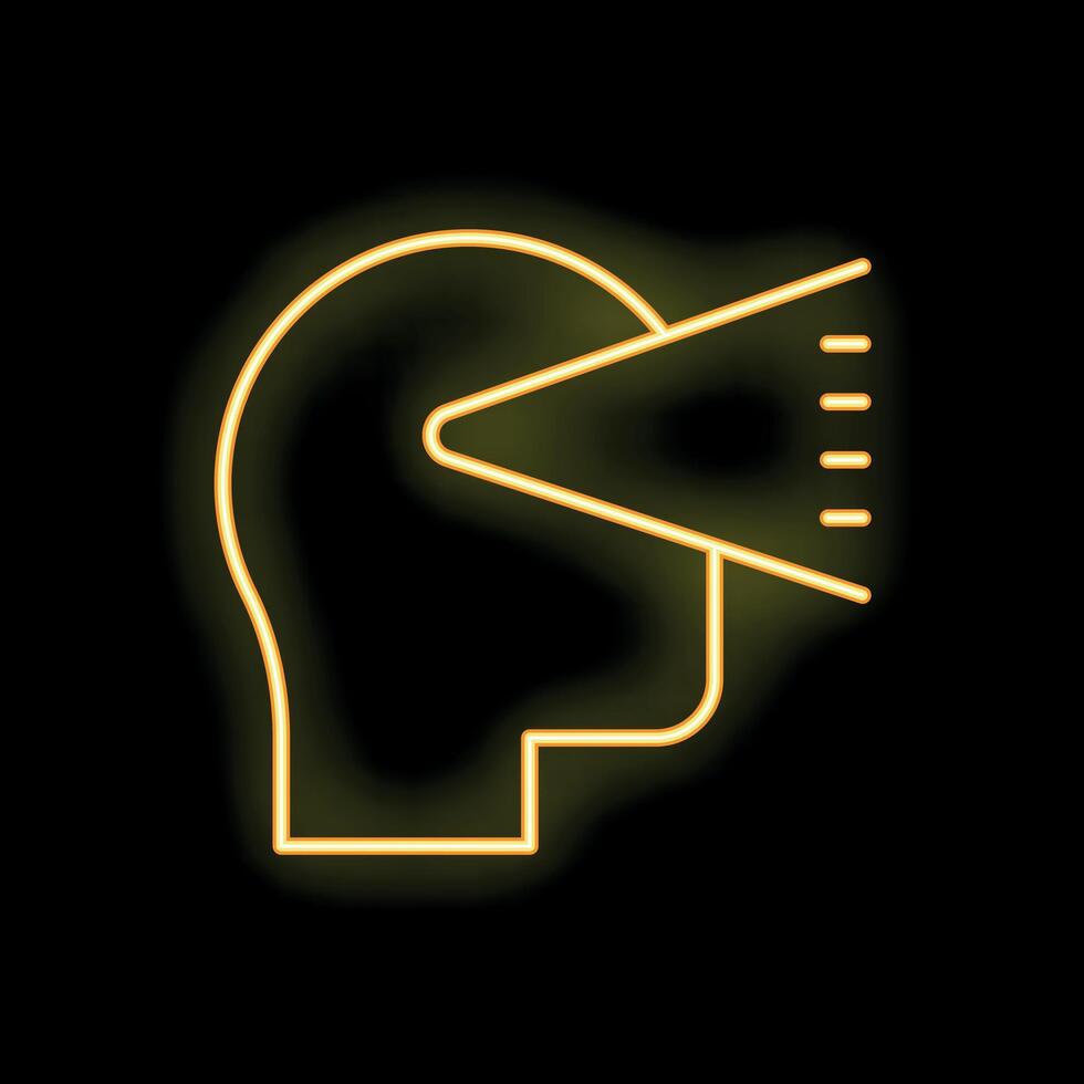 Neon icon of augmented reality system projecting on a human head vector
