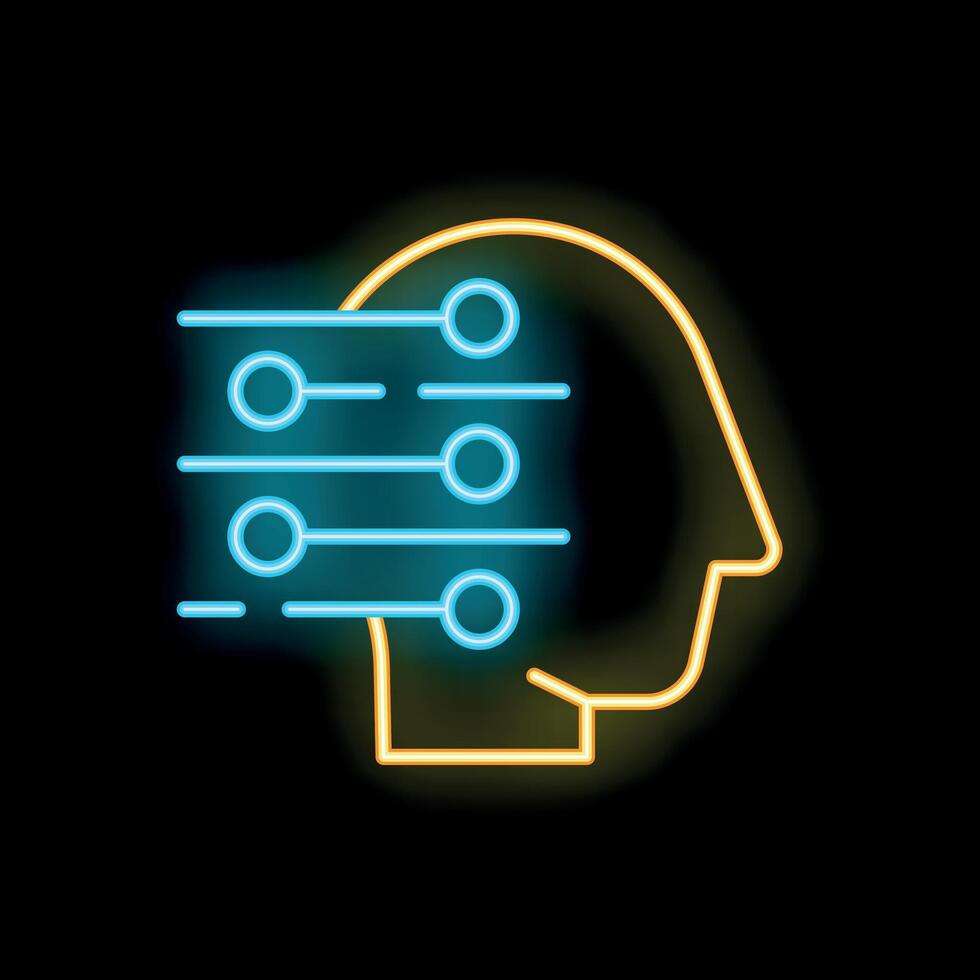 Neon sign representing artificial intelligence processing data vector