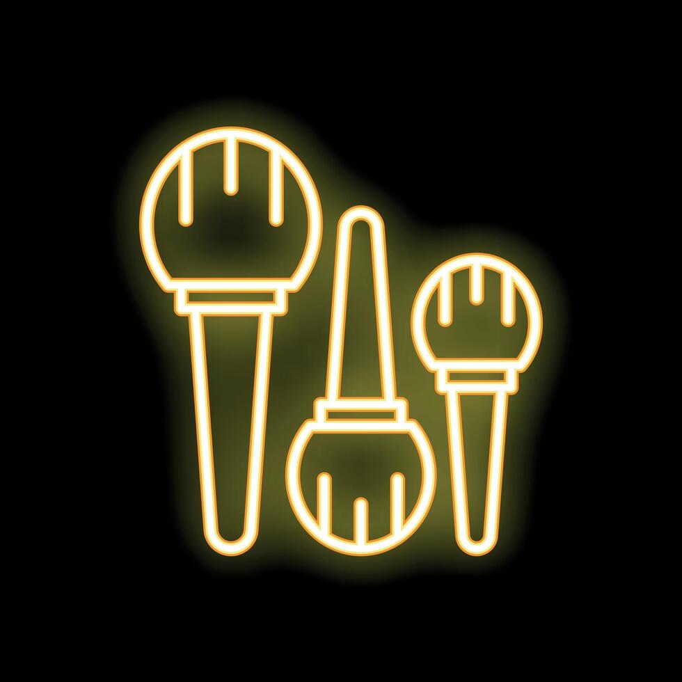 Neon sign of makeup brushes for beauty and cosmetics vector