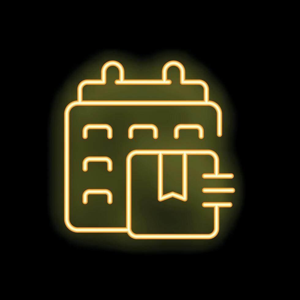 Neon yellow calendar showing scheduled package delivery date vector