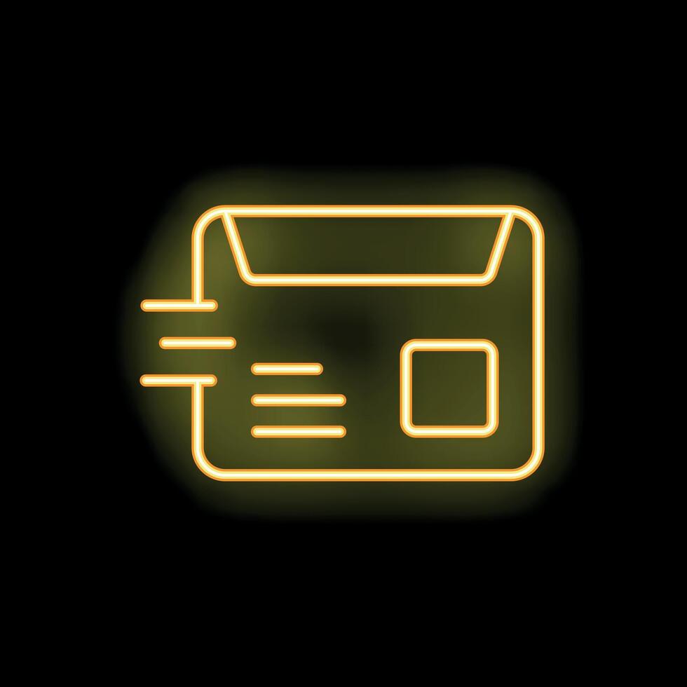 Neon yellow email icon sending on black background vector