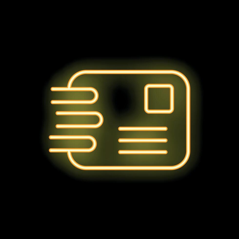 Neon yellow mail envelope sending flying through the air vector