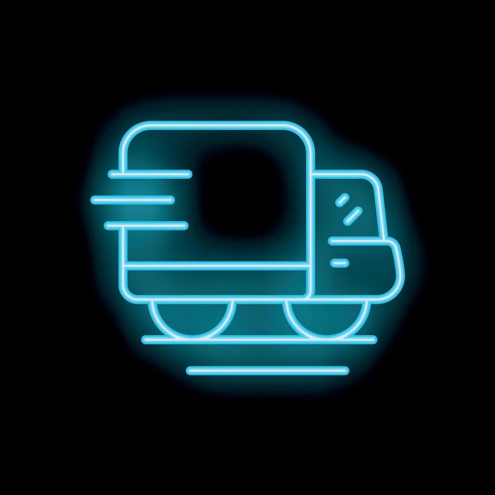 Neon blue delivery truck icon representing fast shipping service vector