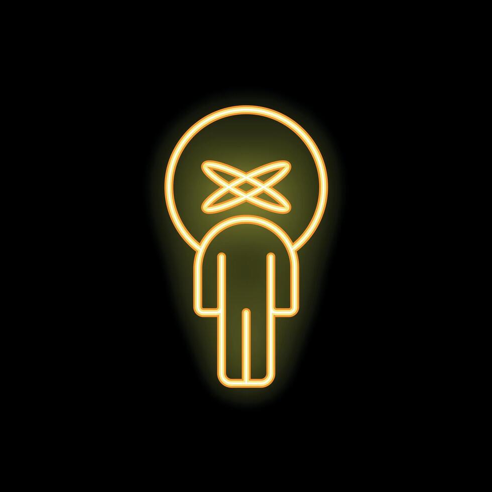Neon sign of a person thinking about science and knowledge vector