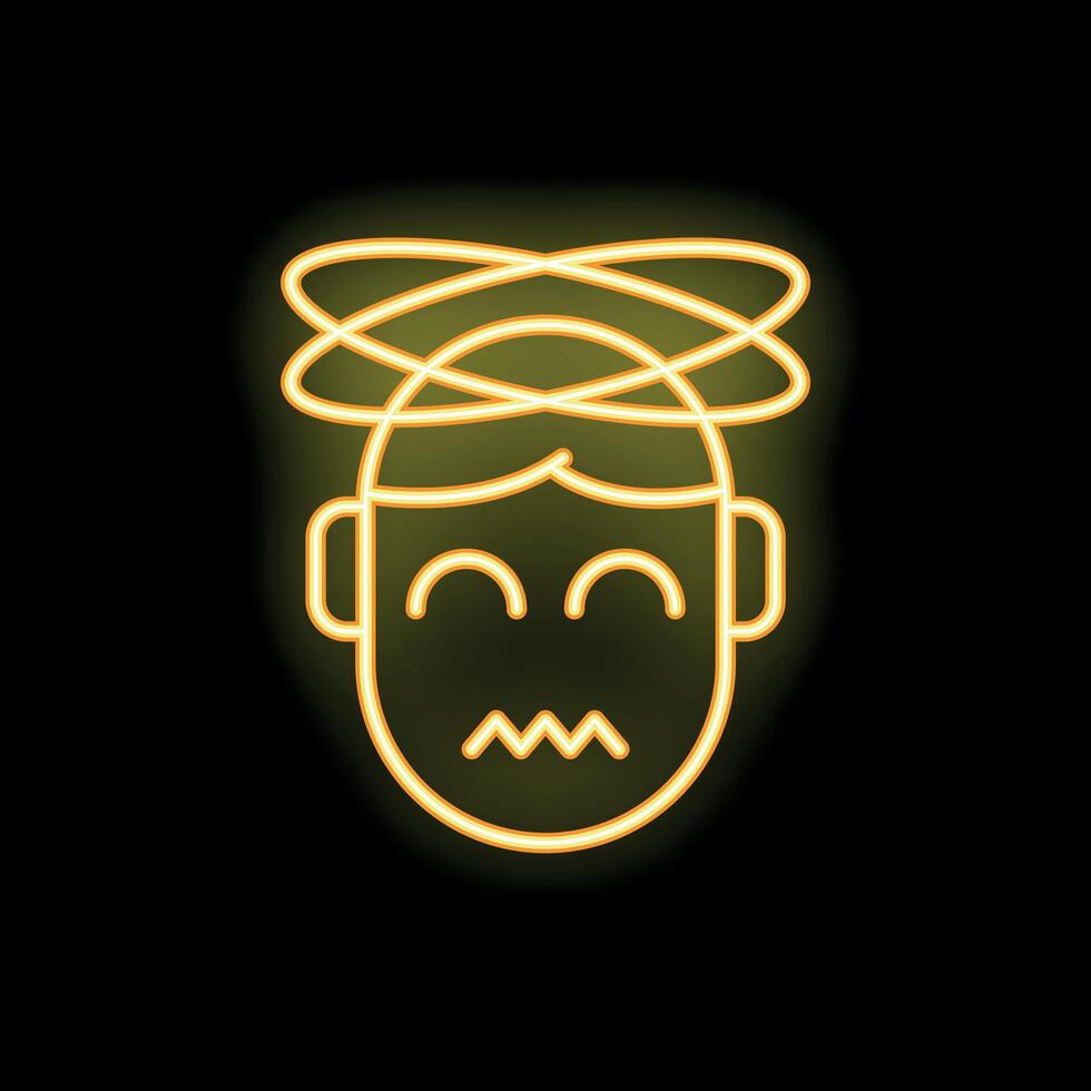 Neon icon of man feeling dizzy with vertigo vector