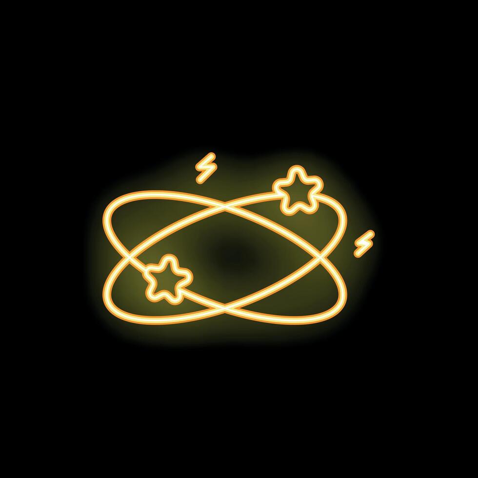 Neon dizziness symbol with stars and electricity on black background vector