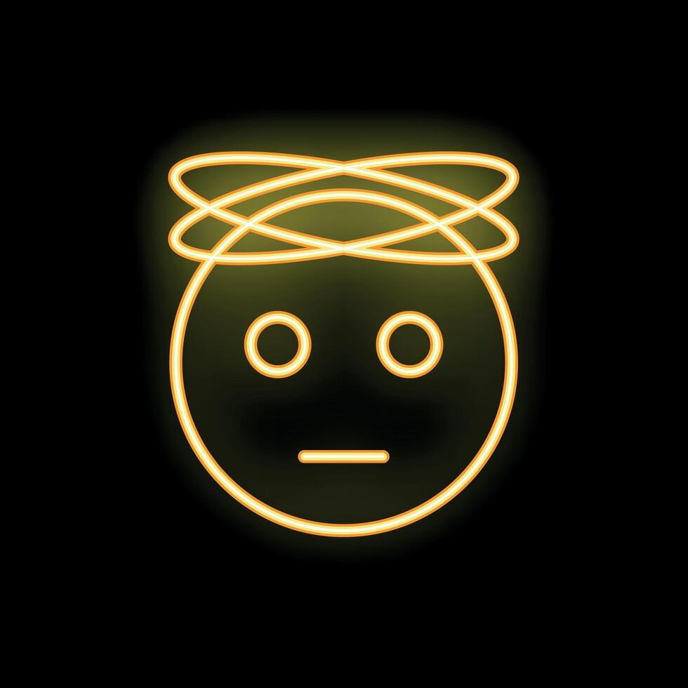 Neon yellow confused emoji face with halo showing confusion vector
