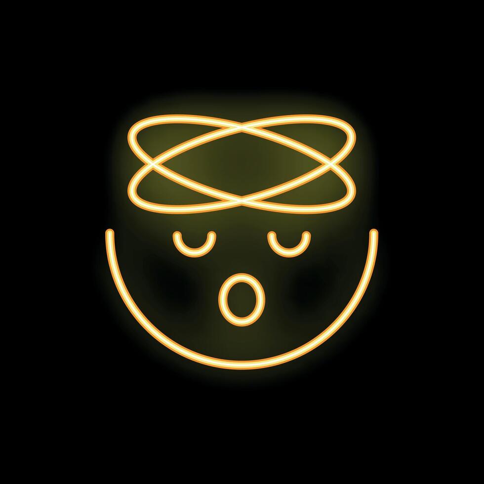Neon yellow shocked emoji with eyes wide open and mouth open in surprise vector