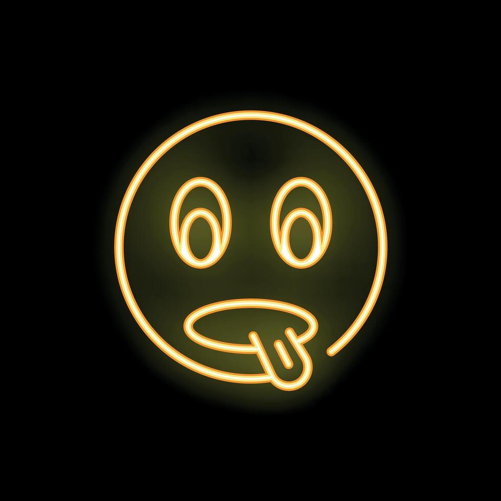 Neon sign showing a funny face sticking its tongue out vector
