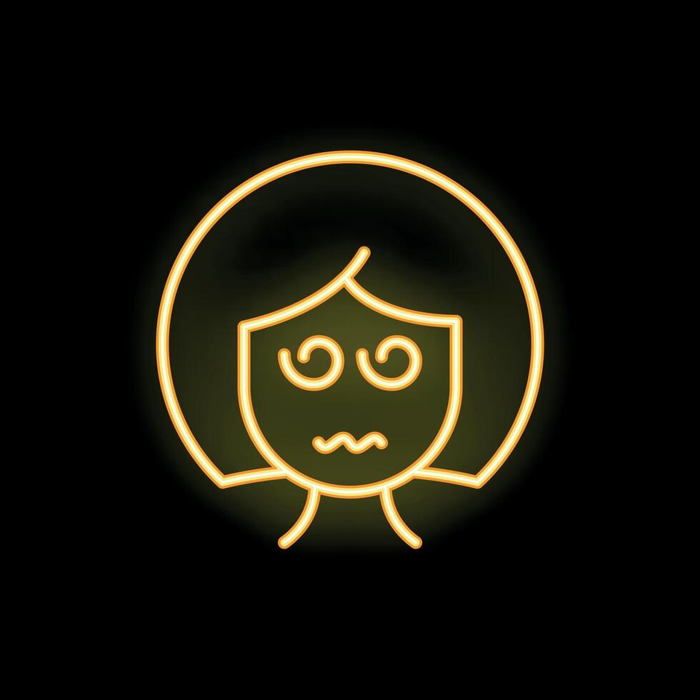 Neon woman avatar showing discontent emotion with open mouth vector