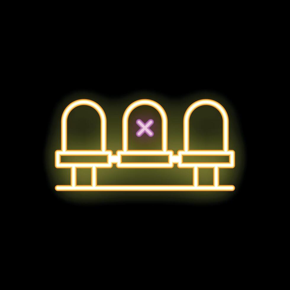 Neon sign of empty chairs showing social distancing rules vector