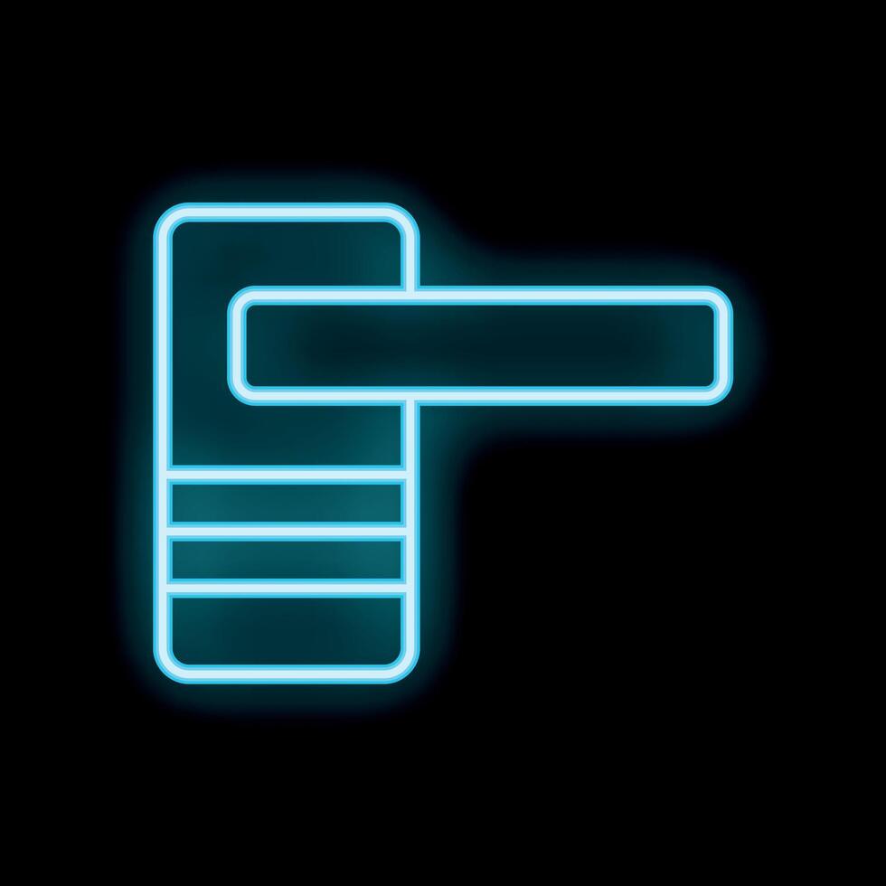 Neon door handle icon glowing on black background vector