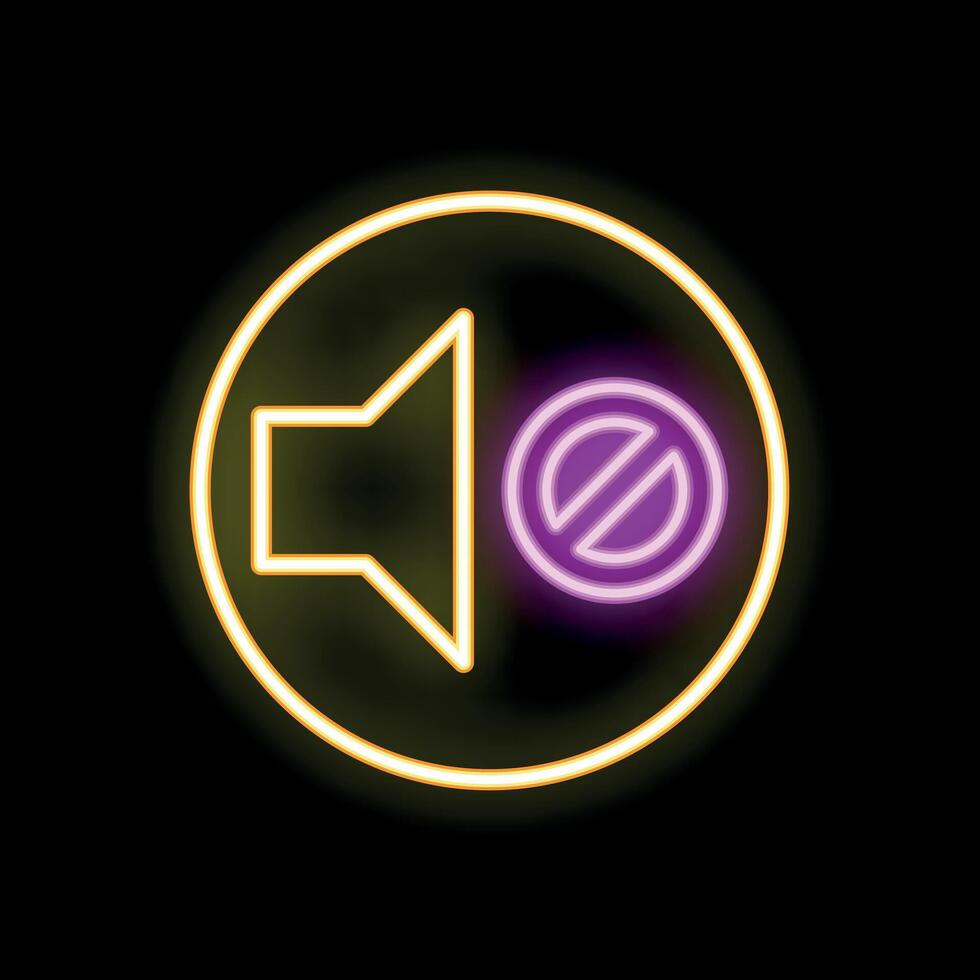 Neon sign showing speaker with slash through it vector