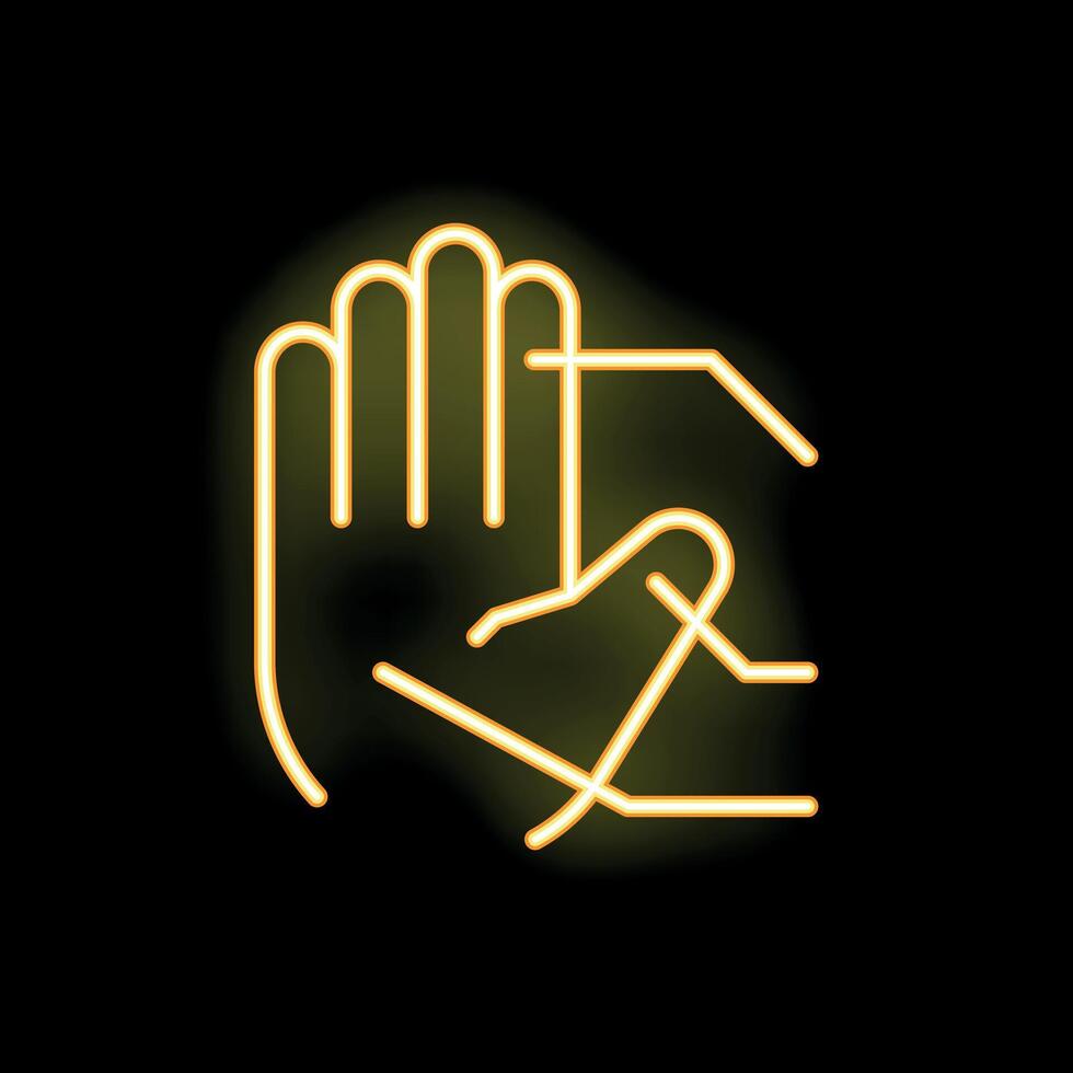 Neon sign of two hands giving high five vector