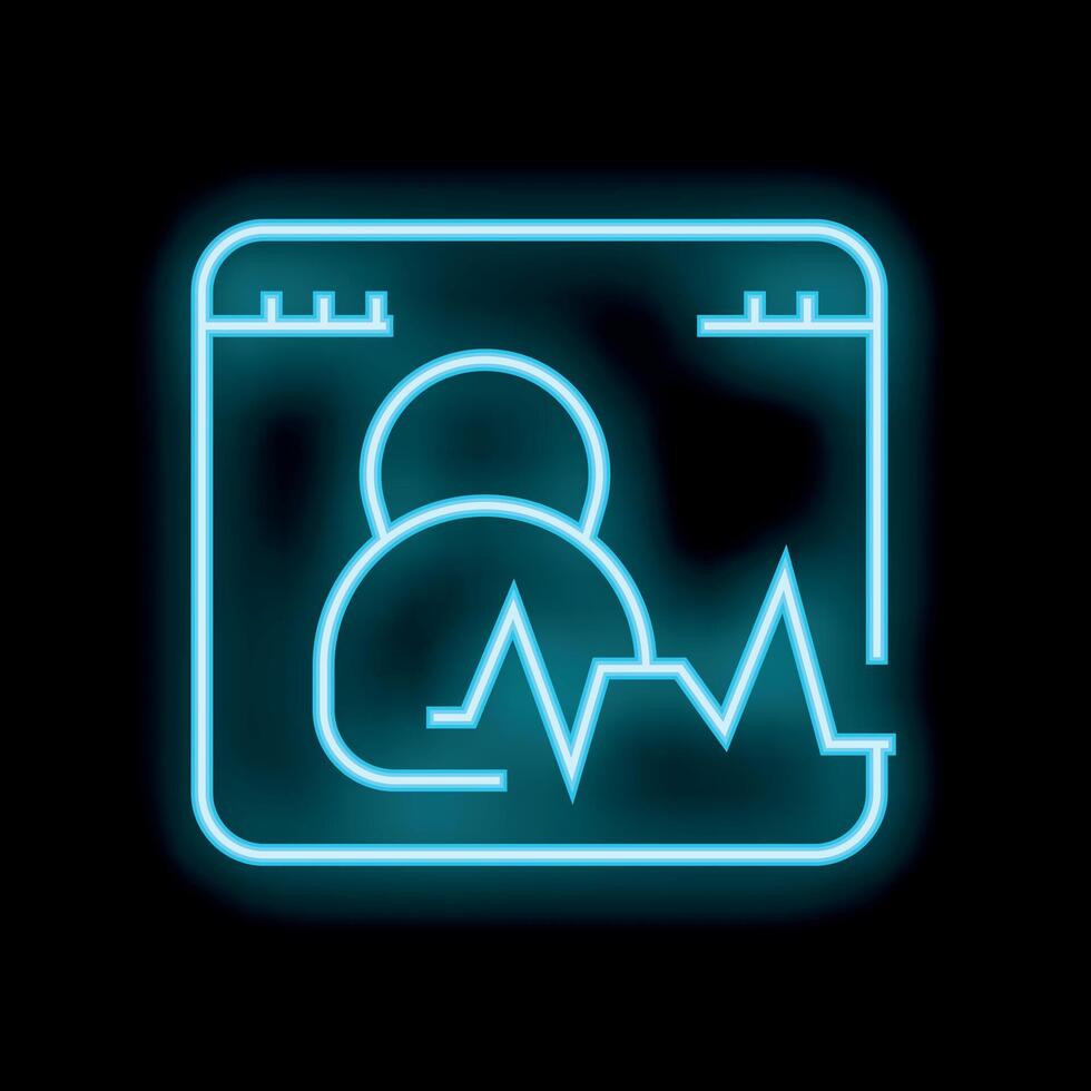 Neon icon of online medical consultation with patient and heartbeat vector