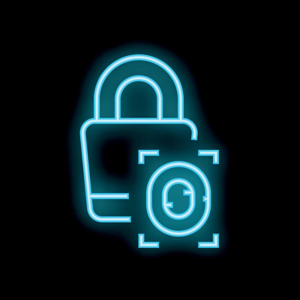 Neon padlock icon representing secure online transactions vector