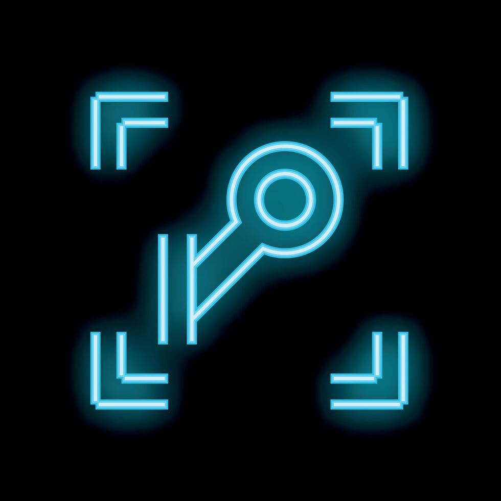 Neon key icon glowing on dark background vector