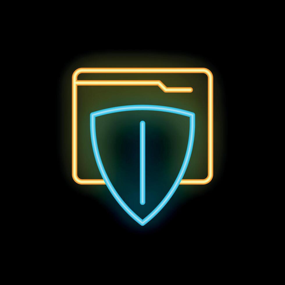 Neon shield protecting website data for online security vector